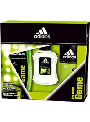 perfume Adidas Pure Game edt 100ml + Shower Gel 250ml + After Shave Balm 150ml - colonia de hombre