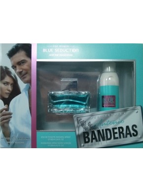 perfume Antonio Banderas Blue Seduction Woman edt 100ml + Spray Body Lotion 125ml - colonia de mujer