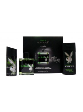 perfume PlayBoy Berlin edt 100ml + Deo 150ml + Gel 250ml - colonia de hombre